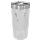 Personalized white 20 oz vacuum insulated tumbler with 'Monogram letter W' design