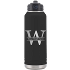 Personalized black 32 oz vacuum insulated water bottle with 'Monogram letter W' design