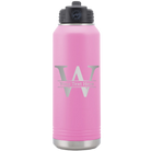 Personalized light purple 32 oz vacuum insulated water bottle with 'Monogram letter W' design
