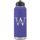 Personalized purple 32 oz vacuum insulated water bottle with 'Monogram letter W' design