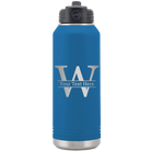 Personalized royal blue 32 oz vacuum insulated water bottle with 'Monogram letter W' design