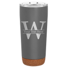 Personalized storm gray 20 oz vacuum insulated tumbler with 'Monogram letter W' design
