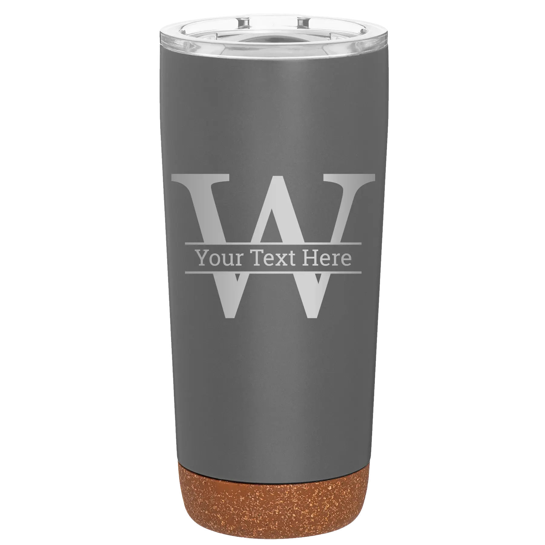 Personalized storm gray 20 oz vacuum insulated tumbler with 'Monogram letter W' design
