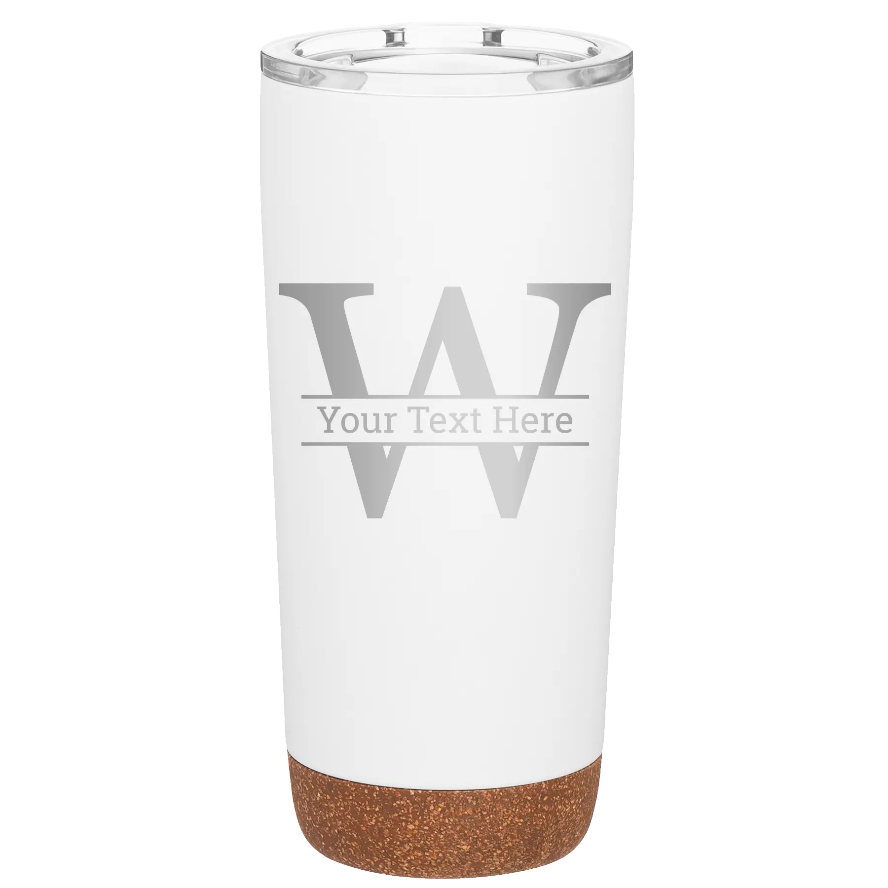 Personalized white 20 oz vacuum insulated tumbler with 'Monogram letter W' design