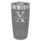 Personalized dark gray 20 oz vacuum insulated tumbler with 'Monogram letter X' design