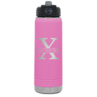 Personalized light purple 20 oz vacuum insulated water bottle with 'Monogram letter X' design