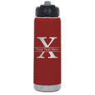Personalized maroon 20 oz vacuum insulated water bottle with 'Monogram letter X' design
