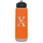 Personalized orange 20 oz vacuum insulated water bottle with 'Monogram letter X' design