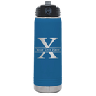 Personalized royal blue 20 oz vacuum insulated water bottle with 'Monogram letter X' design