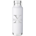Personalized white 24 oz vacuum insulated water bottle with 'Monogram letter X' design