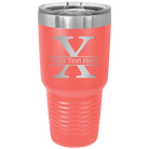 Personalized coral 30 oz vacuum insulated tumbler with 'Monogram letter X' design