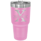 Personalized light purple 30 oz vacuum insulated tumbler with 'Monogram letter X' design