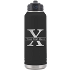 Personalized black 32 oz vacuum insulated water bottle with 'Monogram letter X' design
