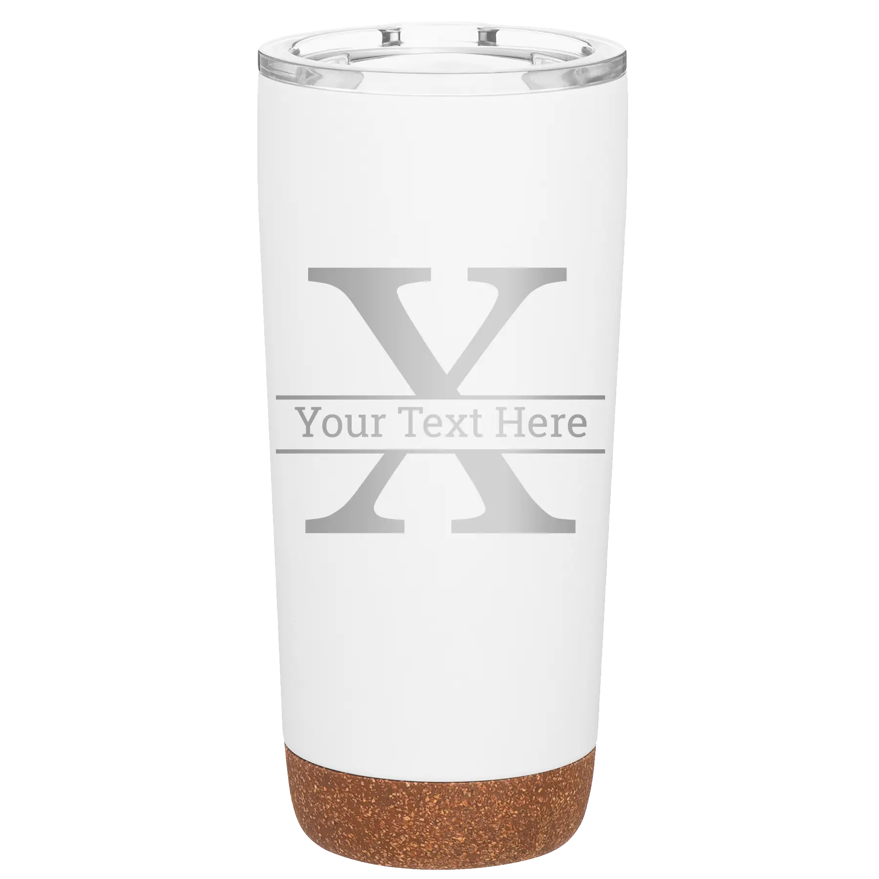 Personalized white 20 oz vacuum insulated tumbler with 'Monogram letter X' design