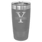 Personalized dark gray 20 oz vacuum insulated tumbler with 'Monogram letter Y' design