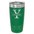 Personalized green 20 oz vacuum insulated tumbler with 'Monogram letter Y' design