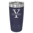 Personalized navy 20 oz vacuum insulated tumbler with 'Monogram letter Y' design