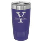 Personalized purple 20 oz vacuum insulated tumbler with 'Monogram letter Y' design
