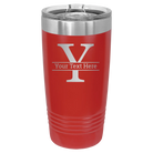 Personalized red 20 oz vacuum insulated tumbler with 'Monogram letter Y' design