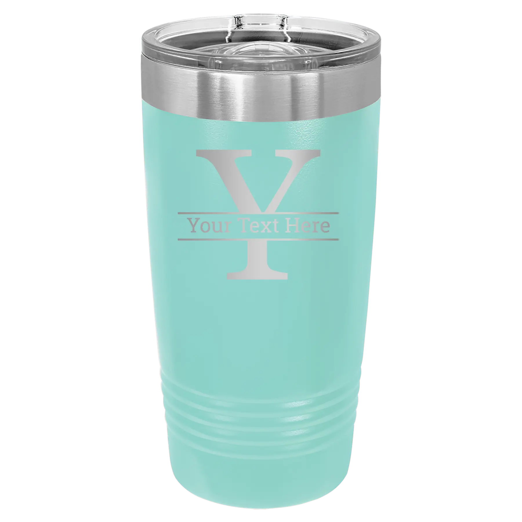 Personalized teal 20 oz vacuum insulated tumbler with 'Monogram letter Y' design