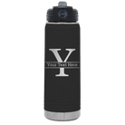 Personalized black 20 oz vacuum insulated water bottle with 'Monogram letter Y' design