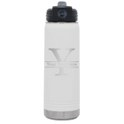 Personalized white 20 oz vacuum insulated water bottle with 'Monogram letter Y' design