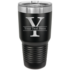 Personalized black 30 oz vacuum insulated tumbler with 'Monogram letter Y' design