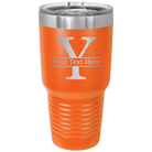 Personalized orange 30 oz vacuum insulated tumbler with 'Monogram letter Y' design