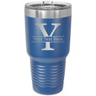 Personalized royal blue 30 oz vacuum insulated tumbler with 'Monogram letter Y' design