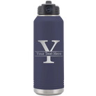 Personalized navy 32 oz vacuum insulated water bottle with 'Monogram letter Y' design