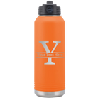 Personalized orange 32 oz vacuum insulated water bottle with 'Monogram letter Y' design