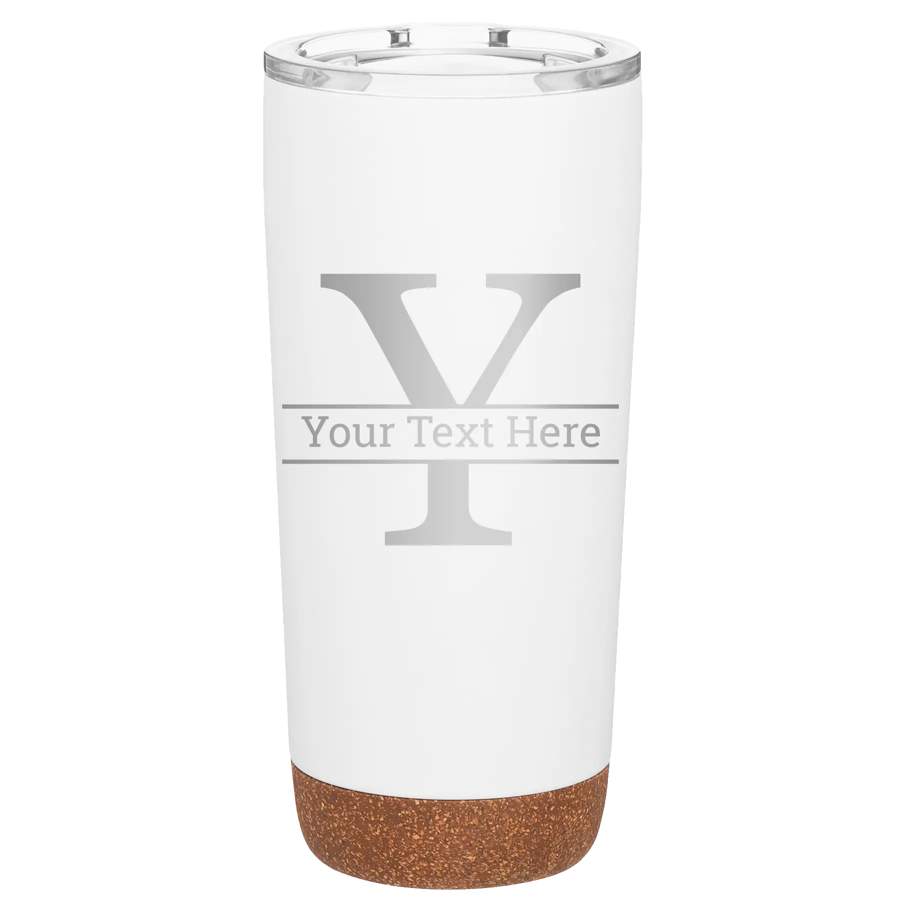 Personalized white 20 oz vacuum insulated tumbler with 'Monogram letter Y' design