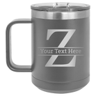 Personalized dark gray 15 oz vacuum insulated coffee mug with 'Monogram letter Z' design