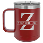 Personalized maroon 15 oz vacuum insulated coffee mug with 'Monogram letter Z' design