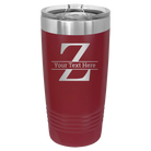 Personalized maroon 20 oz vacuum insulated tumbler with 'Monogram letter Z' design