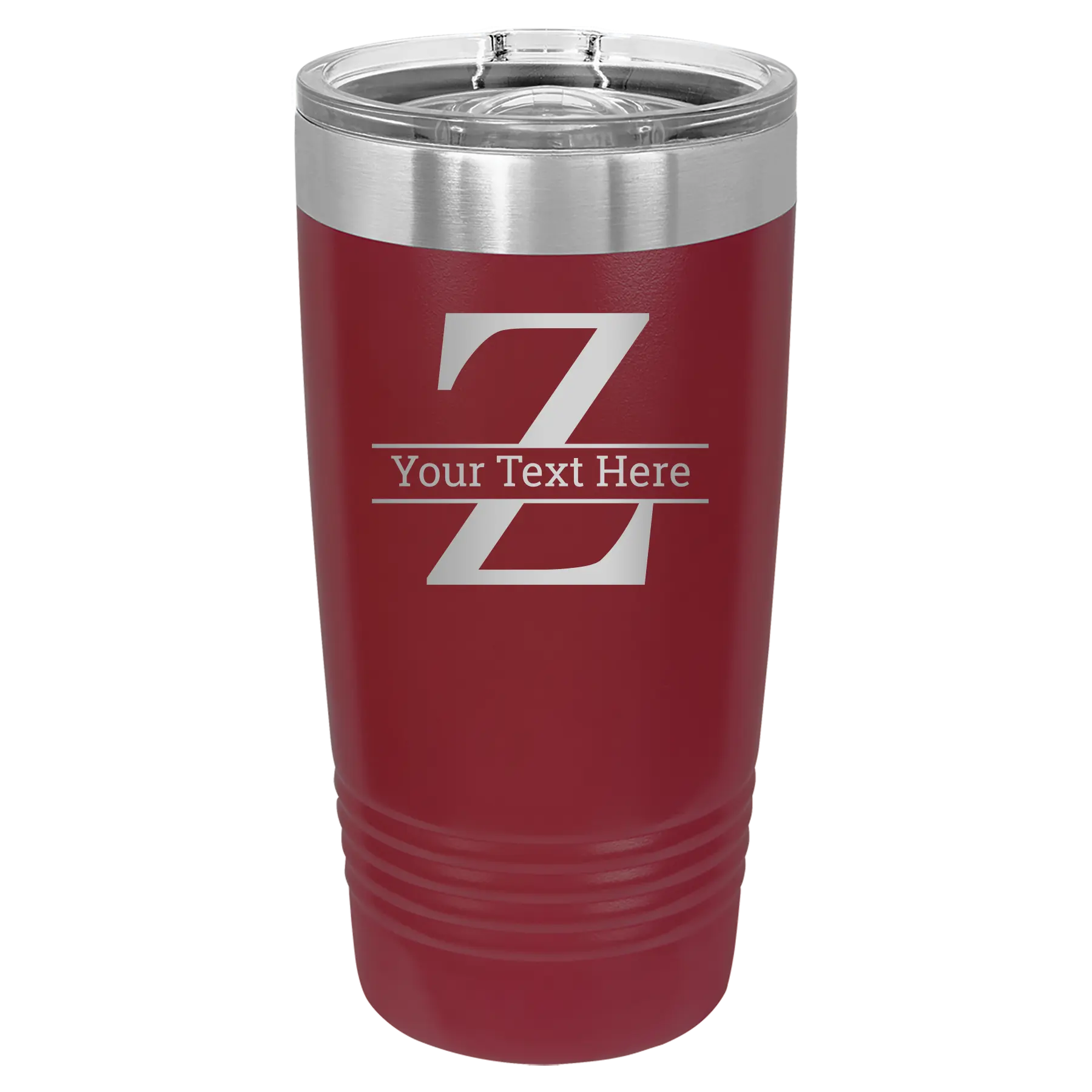 Personalized maroon 20 oz vacuum insulated tumbler with 'Monogram letter Z' design