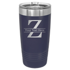 Personalized navy 20 oz vacuum insulated tumbler with 'Monogram letter Z' design