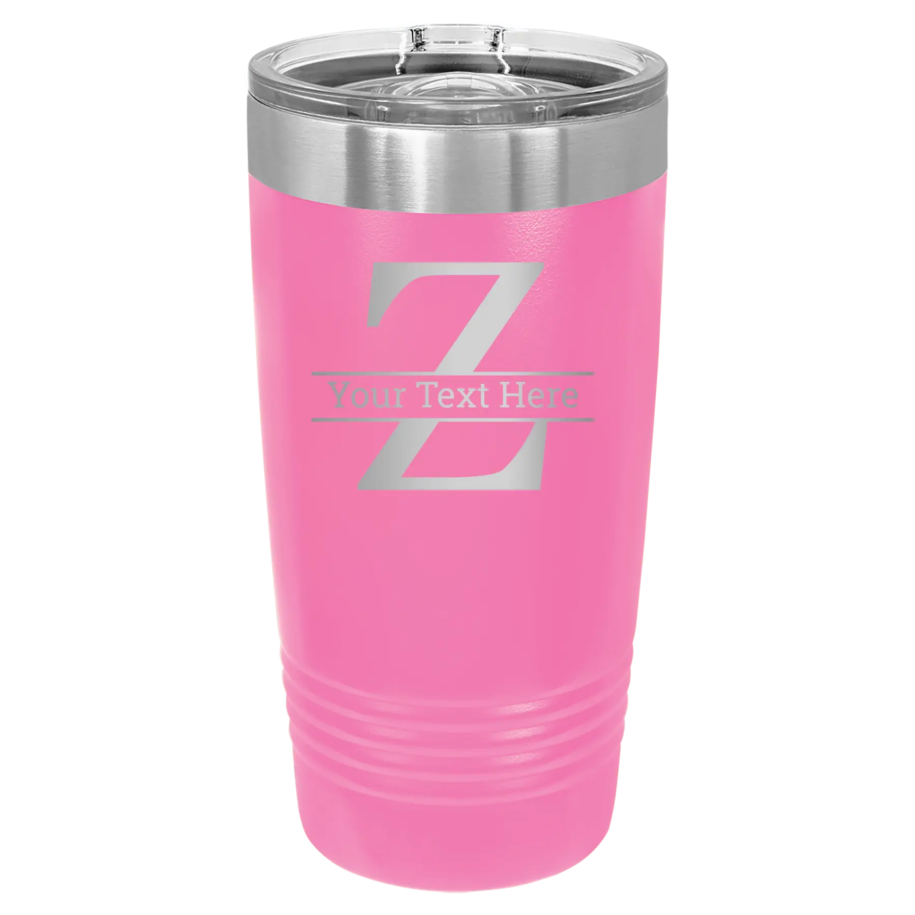 Personalized pink 20 oz vacuum insulated tumbler with 'Monogram letter Z' design