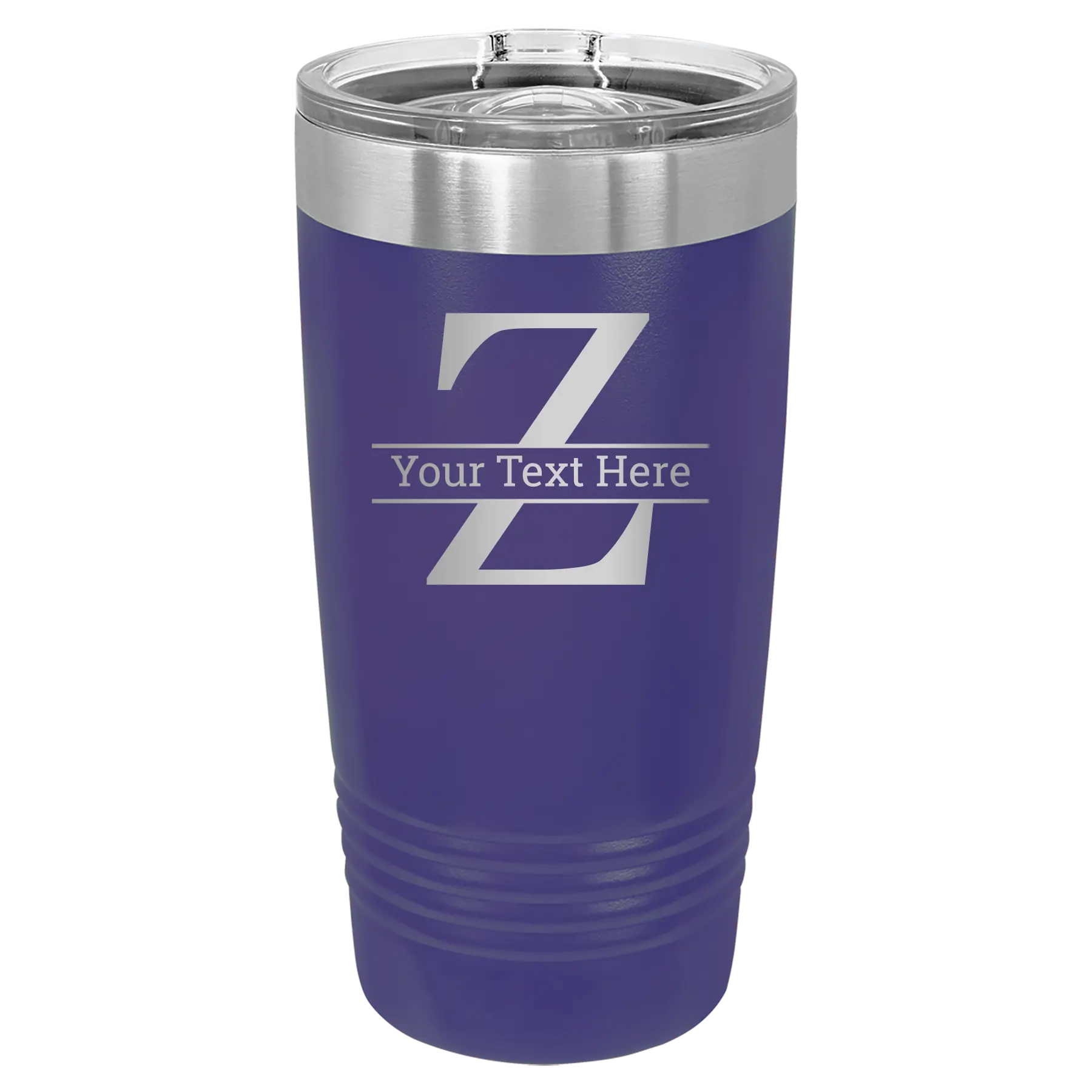 Personalized purple 20 oz vacuum insulated tumbler with 'Monogram letter Z' design