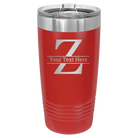 Personalized red 20 oz vacuum insulated tumbler with 'Monogram letter Z' design