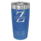 Personalized royal blue 20 oz vacuum insulated tumbler with 'Monogram letter Z' design