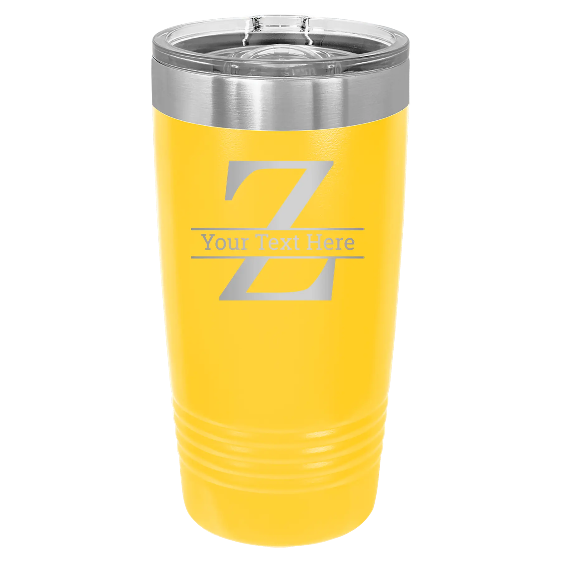 Personalized yellow 20 oz vacuum insulated tumbler with 'Monogram letter Z' design
