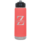 Personalized coral 20 oz vacuum insulated water bottle with 'Monogram letter Z' design