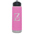 Personalized light purple 20 oz vacuum insulated water bottle with 'Monogram letter Z' design
