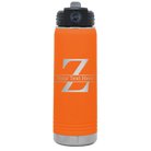 Personalized orange 20 oz vacuum insulated water bottle with 'Monogram letter Z' design