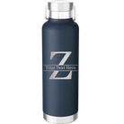 Personalized navy 24 oz vacuum insulated water bottle with 'Monogram letter Z' design