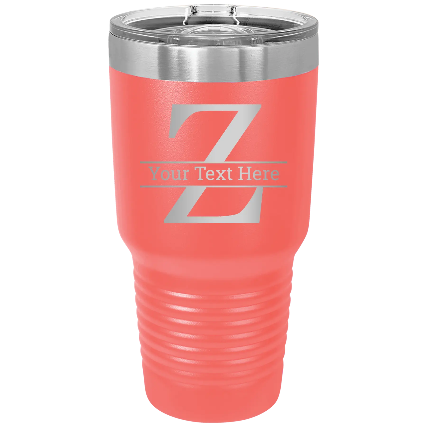 Personalized coral 30 oz vacuum insulated tumbler with 'Monogram letter Z' design