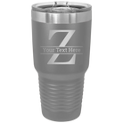 Personalized dark gray 30 oz vacuum insulated tumbler with 'Monogram letter Z' design