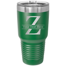 Personalized green 30 oz vacuum insulated tumbler with 'Monogram letter Z' design
