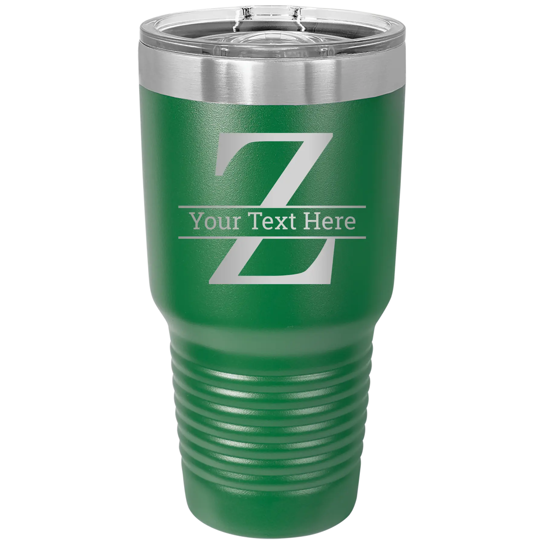 Personalized green 30 oz vacuum insulated tumbler with 'Monogram letter Z' design